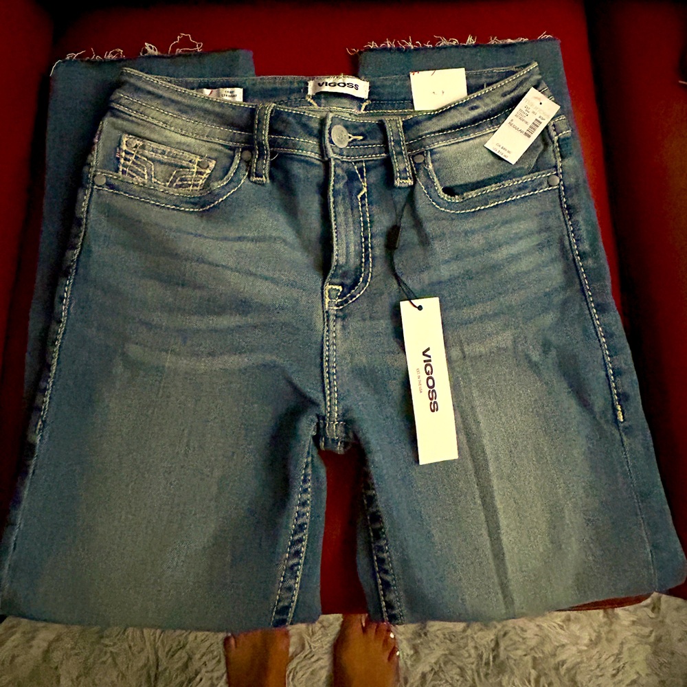 NWT  VIGOSS Cropped Straight Classic Blue Denim Jeans SZ 8